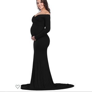 Black off-shoulder Maternity Maxi Gown